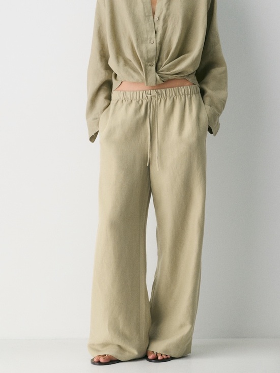 Aritzia Pants - Lodge Linen Pant in Martini Olive